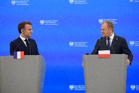 Polish PM Donald Tusk Bilateral Meeting With  French President Emmanuel Macron.