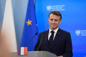 Polish PM Donald Tusk Bilateral Meeting With  French President Emmanuel Macron.