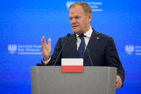 Polish PM Donald Tusk Bilateral Meeting With  French President Emmanuel Macron.