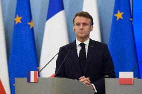 Polish PM Donald Tusk Bilateral Meeting With  French President Emmanuel Macron.