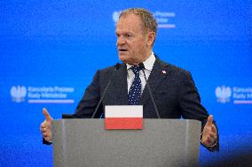 Polish PM Donald Tusk Bilateral Meeting With  French President Emmanuel Macron.