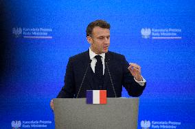 Polish PM Donald Tusk Bilateral Meeting With  French President Emmanuel Macron.