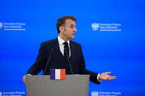 Polish PM Donald Tusk Bilateral Meeting With  French President Emmanuel Macron.