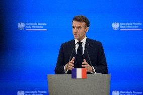 Polish PM Donald Tusk Bilateral Meeting With  French President Emmanuel Macron.