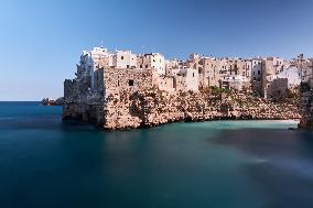 Scenic Coastal View Of Lama Monachile, Polignano A Mare, Italy