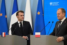 Macron And Tusk Discuss Ukraine And EU Presidency