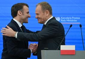 Macron And Tusk Discuss Ukraine And EU Presidency