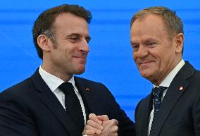 Macron And Tusk Discuss Ukraine And EU Presidency