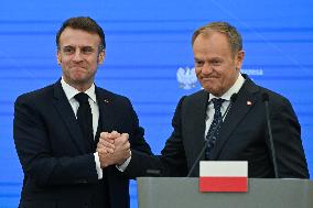 Macron And Tusk Discuss Ukraine And EU Presidency