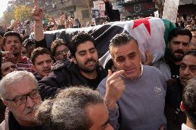 Mourners Gather For Activist Mazen Al-Hamada Funeral - Damascus