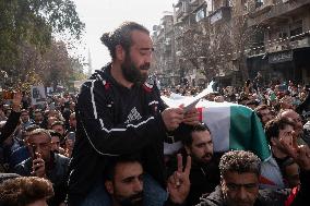 Mourners Gather For Activist Mazen Al-Hamada Funeral - Damascus