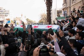 Mourners Gather For Activist Mazen Al-Hamada Funeral - Damascus