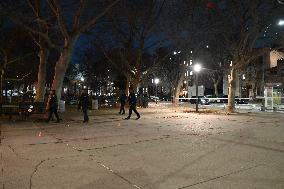 NYPD Evidence Collection Team Gathers Evidence Where Two People Were Shot At NYCHA Housing Complex In Bedford Stuyvesant Brookly