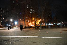 NYPD Evidence Collection Team Gathers Evidence Where Two People Were Shot At NYCHA Housing Complex In Bedford Stuyvesant Brookly