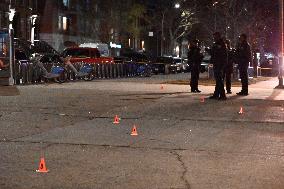 NYPD Evidence Collection Team Gathers Evidence Where Two People Were Shot At NYCHA Housing Complex In Bedford Stuyvesant Brookly