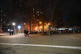 NYPD Evidence Collection Team Gathers Evidence Where Two People Were Shot At NYCHA Housing Complex In Bedford Stuyvesant Brookly