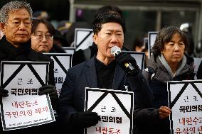 Press Conference Urging Ruling People Power Party To Support Impeachment Vote In Seoul