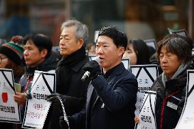 Press Conference Urging Ruling People Power Party To Support Impeachment Vote In Seoul