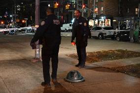 NYPD Evidence Collection Team Gathers Evidence Where Two People Were Shot At NYCHA Housing Complex In Bedford Stuyvesant Brookly