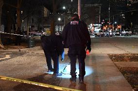 NYPD Evidence Collection Team Gathers Evidence Where Two People Were Shot At NYCHA Housing Complex In Bedford Stuyvesant Brookly