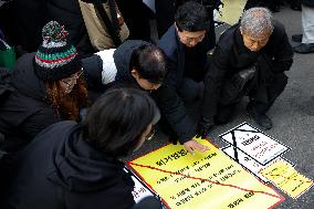 Press Conference Urging Ruling People Power Party To Support Impeachment Vote In Seoul