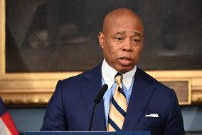 Mayor Of New York City Eric Adams Speaks At A News Conference Following His Meeting With Incoming Trump-Vance Administration “bo