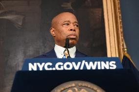 Mayor Of New York City Eric Adams Speaks At A News Conference Following His Meeting With Incoming Trump-Vance Administration “bo