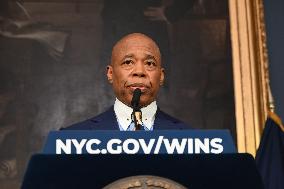 Mayor Of New York City Eric Adams Speaks At A News Conference Following His Meeting With Incoming Trump-Vance Administration “bo