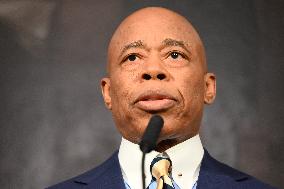 Mayor Of New York City Eric Adams Speaks At A News Conference Following His Meeting With Incoming Trump-Vance Administration “bo