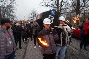 Protest March Against Thyssenkrupp Steel Jobcuts In Duisburg