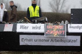 Protest March Against Thyssenkrupp Steel Jobcuts In Duisburg