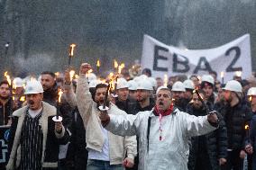 Protest March Against Thyssenkrupp Steel Jobcuts In Duisburg