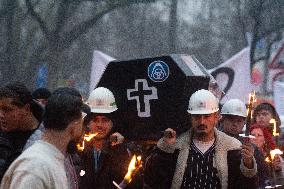 Protest March Against Thyssenkrupp Steel Jobcuts In Duisburg