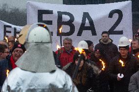 Protest March Against Thyssenkrupp Steel Jobcuts In Duisburg