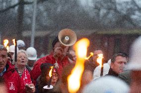 Protest March Against Thyssenkrupp Steel Jobcuts In Duisburg