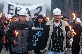 Protest March Against Thyssenkrupp Steel Jobcuts In Duisburg