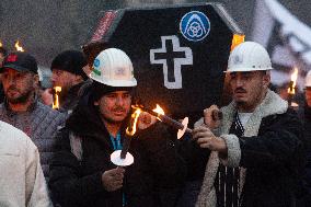 Protest March Against Thyssenkrupp Steel Jobcuts In Duisburg