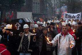 Protest March Against Thyssenkrupp Steel Jobcuts In Duisburg