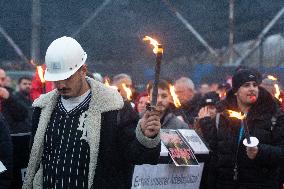 Protest March Against Thyssenkrupp Steel Jobcuts In Duisburg