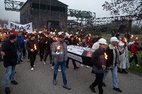 Protest March Against Thyssenkrupp Steel Jobcuts In Duisburg