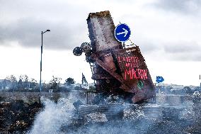 Farmers Protest by Lighting Fires of Anger - France