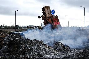 Farmers Protest by Lighting Fires of Anger - France