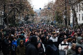 Large Pro-EU Demonstration Int The Streets Of Tbilisi