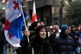 Large Pro-EU Demonstration Int The Streets Of Tbilisi