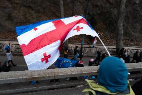 Large Pro-EU Demonstration Int The Streets Of Tbilisi