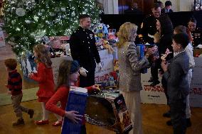 DC: First Lady Jill Biden hold a Marine Corps Reserve Toys for Tots event