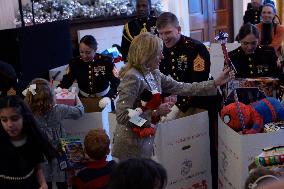 DC: First Lady Jill Biden hold a Marine Corps Reserve Toys for Tots event