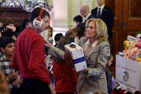 DC: First Lady Jill Biden hold a Marine Corps Reserve Toys for Tots event