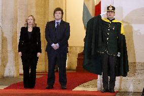 Giorgia Meloni with Argentine President Javier Milei in Rome