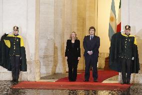 Giorgia Meloni with Argentine President Javier Milei in Rome